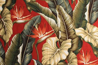 11 Tropical Leaf Print Barkcloth Fabrics In 31 Colorways   Retro ...