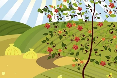 Green Cartoon Landscape