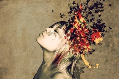 Abstract Girl Colorful Maple Leaves Hd Wallpapers   (