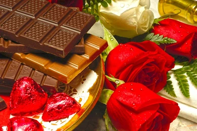 Chocolate And Sweet Red Rose Flower   New Hd WallpaperNew Hd Wallpapers