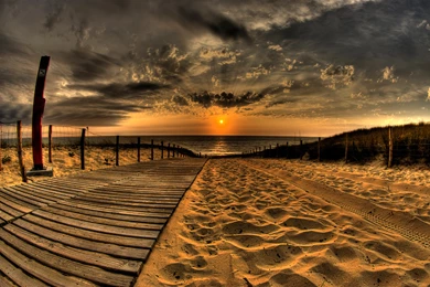 Sunset And The Sandy Beach   Wallpapers