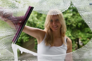 Girl Cleaning Window With Viper Wallpapers