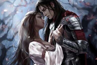 Love Fantasy Girl Boy Couple Forest Petals Tree Wallpapers ...