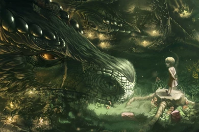 Wallpapers Forest Dragon Girl Graphic Art Fantasy Sci Fi Photo ...