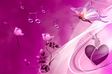 Heart And Pink Butterfly Backgrounds