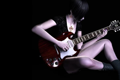 Wallpapers Anime Girl Guitar Fantasy Playing Music Best 1366x768 ...