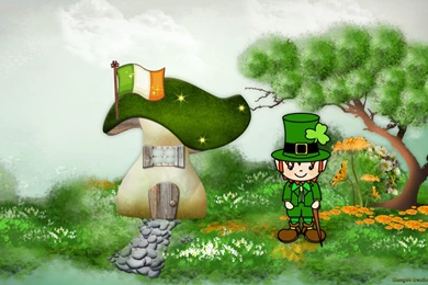 St Patrick's Day Leprechaun And His Mushroom Home Computer ...