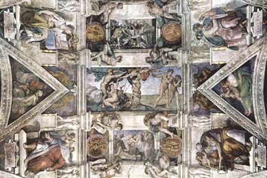 Ceiling Fresco On The Creation Story In The Sistine Chapel Detail ...