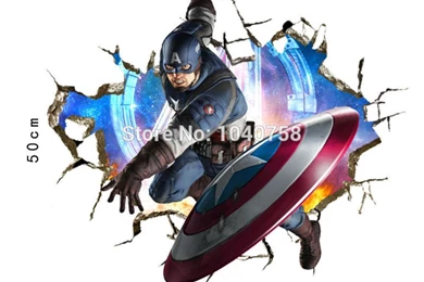 Avengers Superheroes Wall Stickers For Kids Room Decoration 3D ...