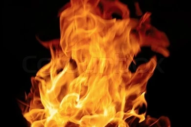 Burning Fire Isolated On A Black Backgrounds