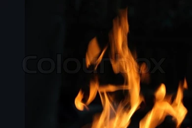 Single Fire Flame Isolated On Black Backgrounds With Copy Space ...