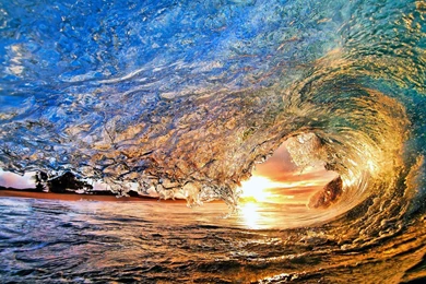 Inside Ocean Waves Sunset Desktop Wallpapers (1600 X 1000 )   HD ...