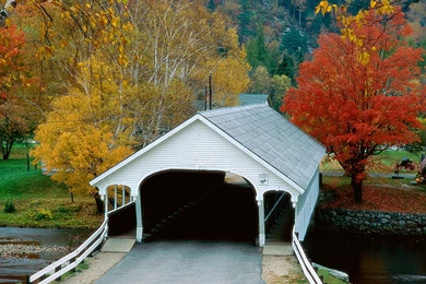 Bridge In Autumn, New Hampshire, USA   1600x1200   Wallpapers