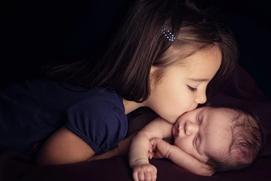 Children Girl Child Love Affection Kiss Mood Wallpapers
