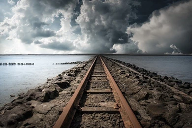 Abandoned Railroad Along The Sea Free Desktop Backgrounds And ...