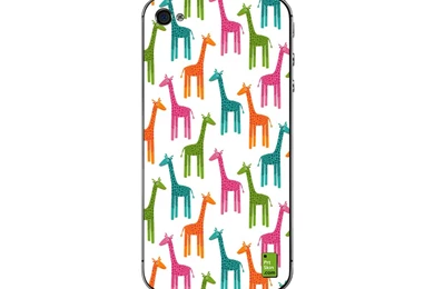 iPhone 4/4S Decal PLUS Matching Wallpapers   Giraffes Multicolor On ...