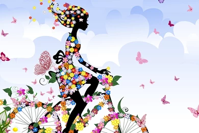 Download Wallpapers 3840x2160 Girl, Bike, Flowers, Butterflies 4K ...