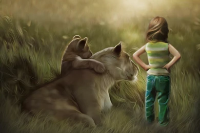 Lion, Child, Grass Wallpapers And Images   Wallpapers, Pictures ...
