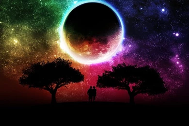 Trees Night Colorful Moon Spectrum Fantasy Art 1600x1200 Wallpapers ...