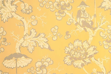 WP88216 002 Parapluie Ivory, Pewter On Pearl Gold By Scalamandre