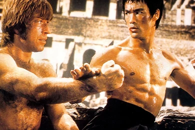 Bruce Lee Chuck Norris Fight Men Wallpapers   (