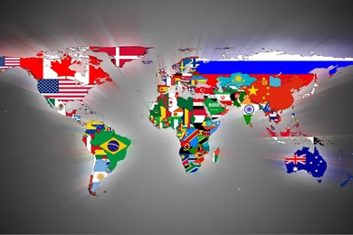 Flags And World Map
