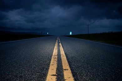 Light, Clouds, Horizon, Night, Cars, Signs, Roads, Lines ...