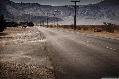Desert Road And Mountains HD Desktop Wallpapers : High Definition ...