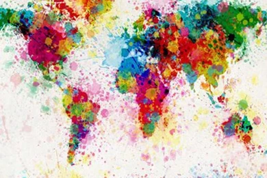 Wallpaper: World Map, Painting, Watercolor, Colorful, Abstract ...