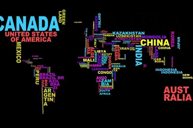 Words World Map iPad 3,4 & Air Wallpapers