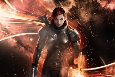 Download Wallpapers 2560x1080 Mass Effect 3, Shepard, Female, Space ...