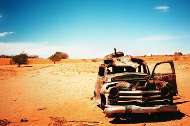 Other: Old Car Wreck Desert Landscape Sun Wallpapers HD For High ...