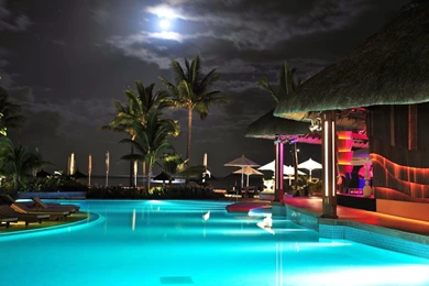 Beautiful Night On The Tropical Beach, Tree, Cloud, Moon, Sky ...