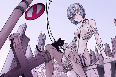 Download Wallpapers 3840x2160 Neon Genesis Evangelion, Girl, Cat ...