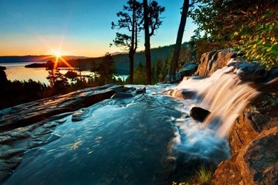 Waterfalls: Waterfall Lake Tahoe Usa River California Trees ...