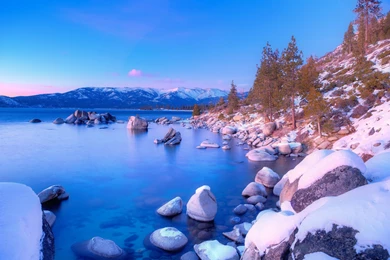 Winter: Lake Tahoe Winter Blue Sky Nature Beautiful Snow Stones ...
