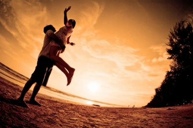 Download Wallpapers 1920x1080 Couple, Hugging, Joy, Silhouettes ...