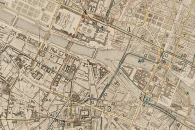 Letts & Son Vintage Paris Map   Water Stained   Majesty Maps And ...