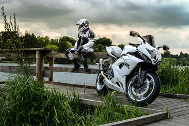 Download Wallpapers Suzuki, Gsx r, White, Biker, Suzuki, Motorcycle ...