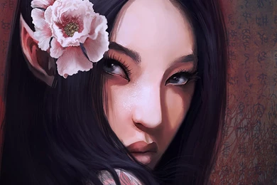 Exotic Poison Fantasy Girl Woman Elf Tattoo Flower Face Portrait ...