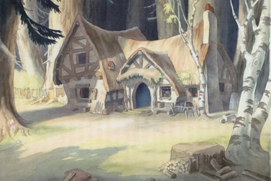 The Dwarfs' Cottage Backgrounds Painting From Snow White And The ...