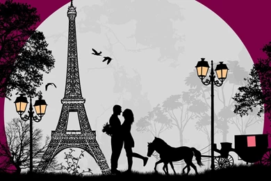 Romance In Paris Drawing Widescreen Wallpapers