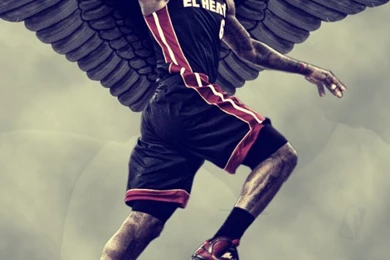 Download Wallpapers 640x960 Lebron James, Miami Heat, Wings, Sky ...