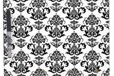 Classic Black & White Damask Wallpapers Print Dry Erase Board With ...