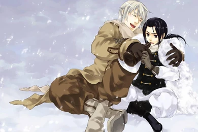 Snow China Russia Alcohol Outdoors Anime Black Hair White Hair ...