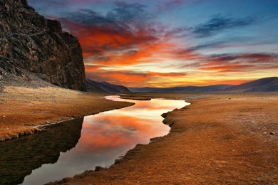 Desert Mountains Sunset   Wallpaper.