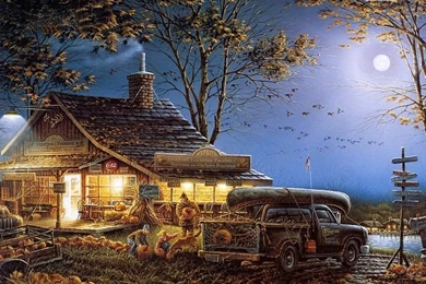 Terry_Redlin_Artwork_wallpaper_Summertime, Painting