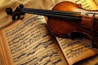 Wallpapers Old Books Violin On Pentagram 1366x768