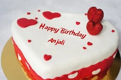 Ice Heart Birthday Cake For Anjali