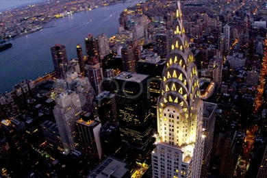 Aerial View Chrysler Building Illuminated Dusk Stock Video ...